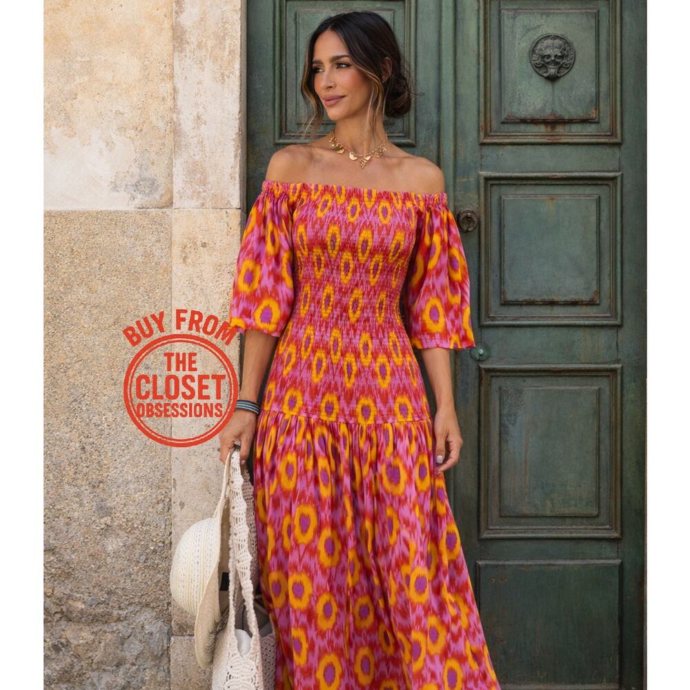 ZARA Blogger Fave Smocked Off-Shoulder Maxi Dress NWT - Picture 8 of 16